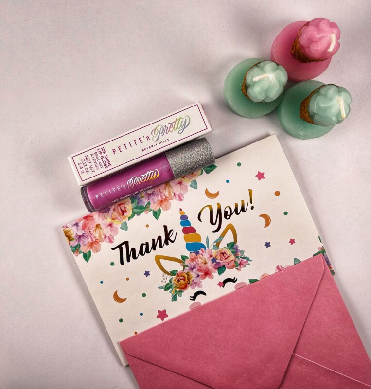 lip gloss and thank you card